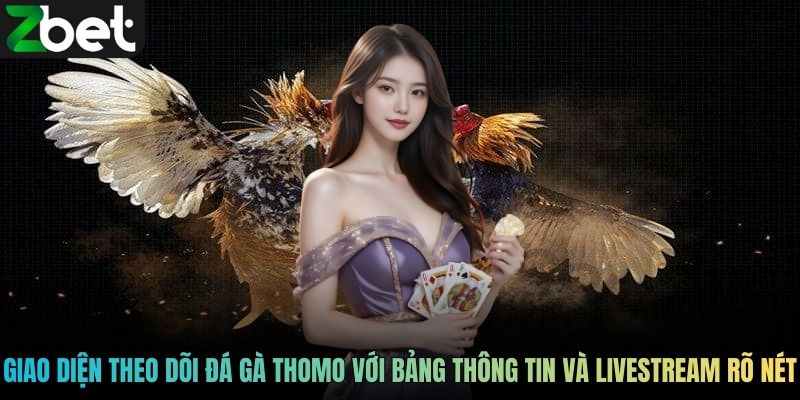 Giao diện theo dõi đá gà Thomo với bảng thông tin và livestream rõ nét